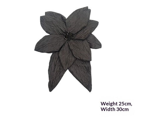Style français Chic Grande Fleur en trois dimensions noir et blanc Organza