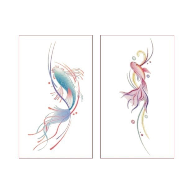 Sticker de tatouage Koi rose femelle haute sens ins imperméable Et durable