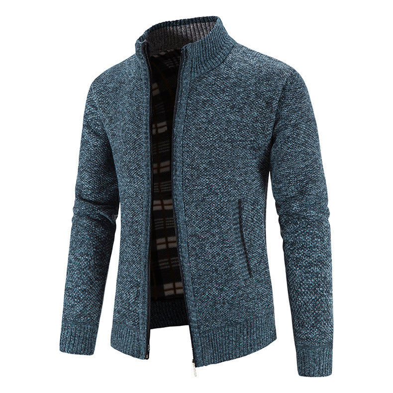 Commerce extérieur Hommes Automne et hiver Cardigan Zipper Sweater Fleece Collar Veste Homme L