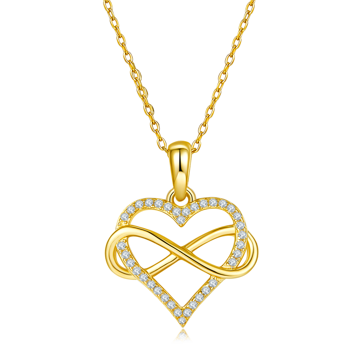 S925 Argent Sterling 4g Collier de coeur infini 45cm 36 Pierre Moissanite Pendentif avec GRA