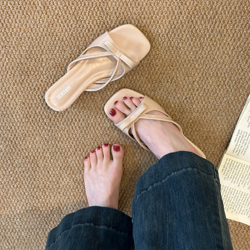Sandales de talons d'orteils à la française Bow Square