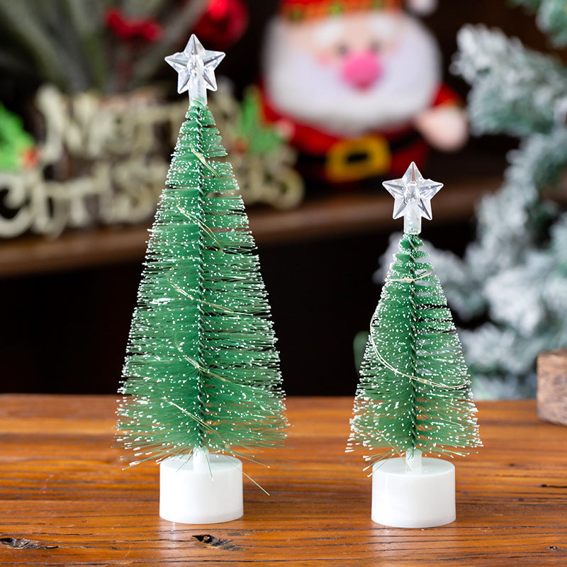 Mini arbre de Noël de simulation avec aiguilles de pin blanc Décorations de Noël Lumi coloré