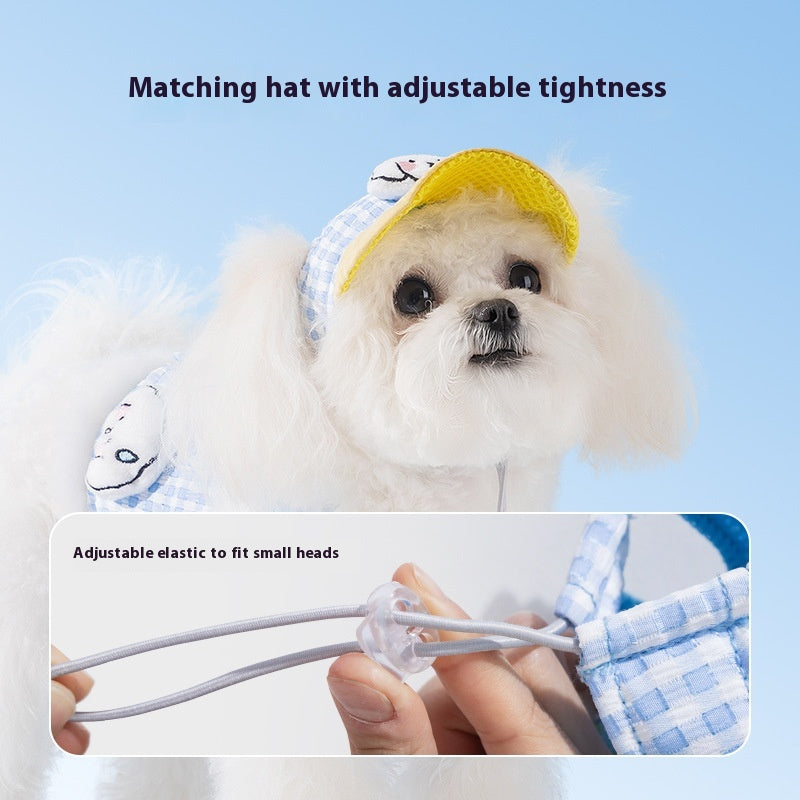 Chapeau de chat de chien de chien en plein air ombre solaire anti-strangulation main tenant la ceinture de poitrine de corde