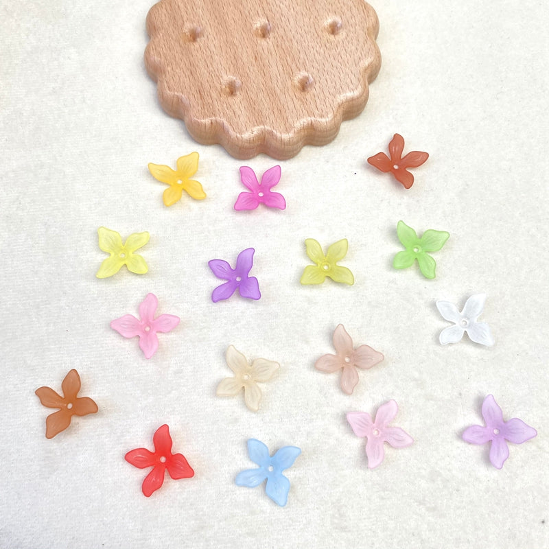 Perles de fleurs acryliques 4-Petal givrées