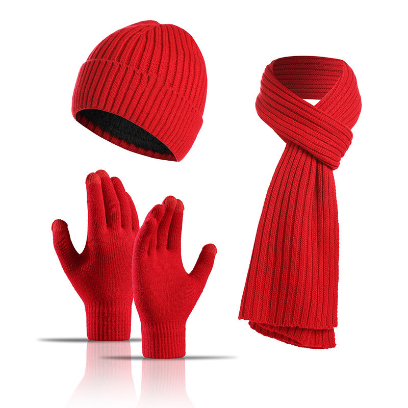 Gants de chapeau d'écharpe de couleur solide d'hiver en tricots