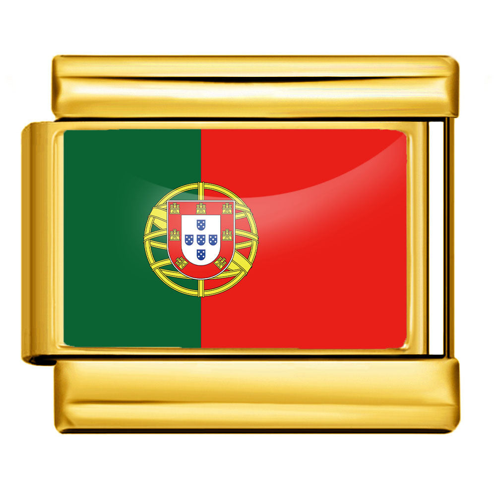 Arrière-plan d'or World Flag Photo Epoxy Italien Module Bracelet