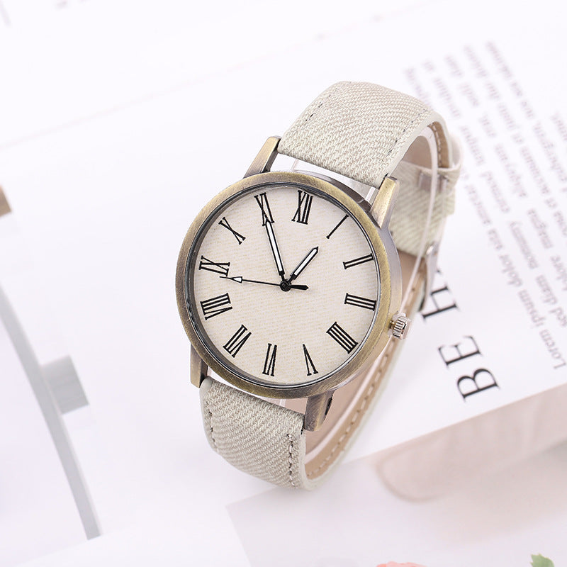 Montre Quartz Ceinture Denim Casual Femme