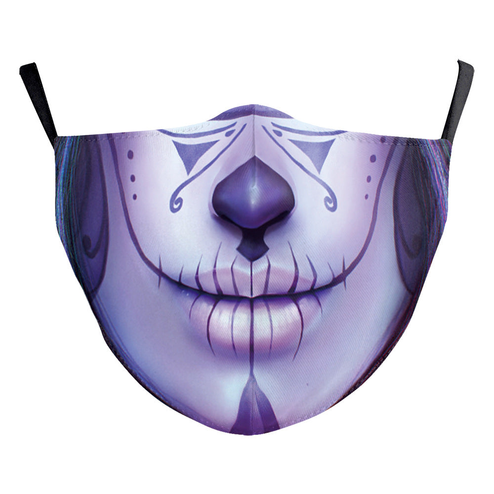 Halloween impression numérique drôle Horreur visage double couche masque de poussière