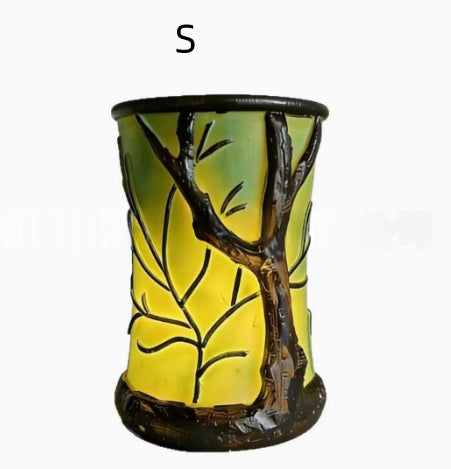 Lampe de table naturelle inspirée de forêt cylindrique en forme de feuille