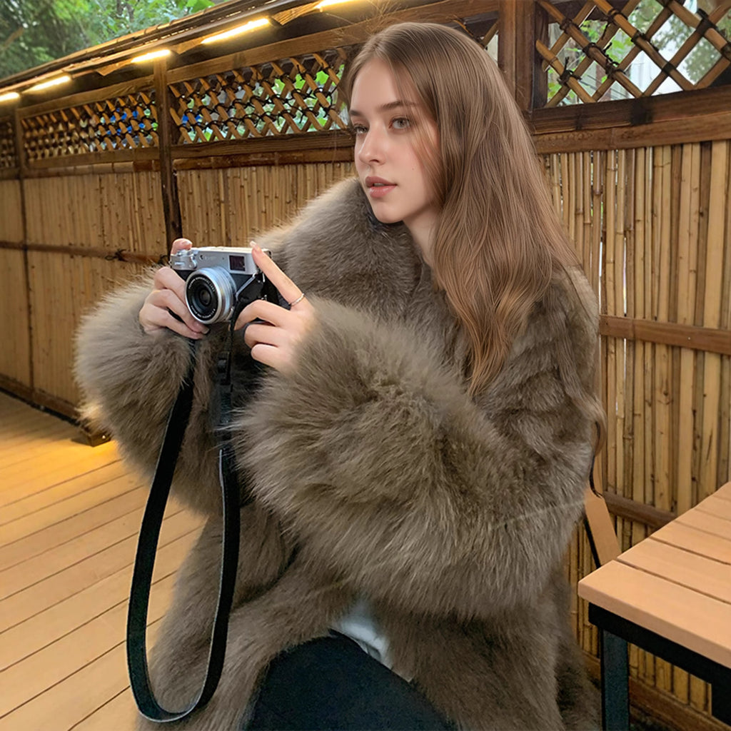 Manteau de style fourrure Fox Eco Friendly Faux Fur Overcoat
