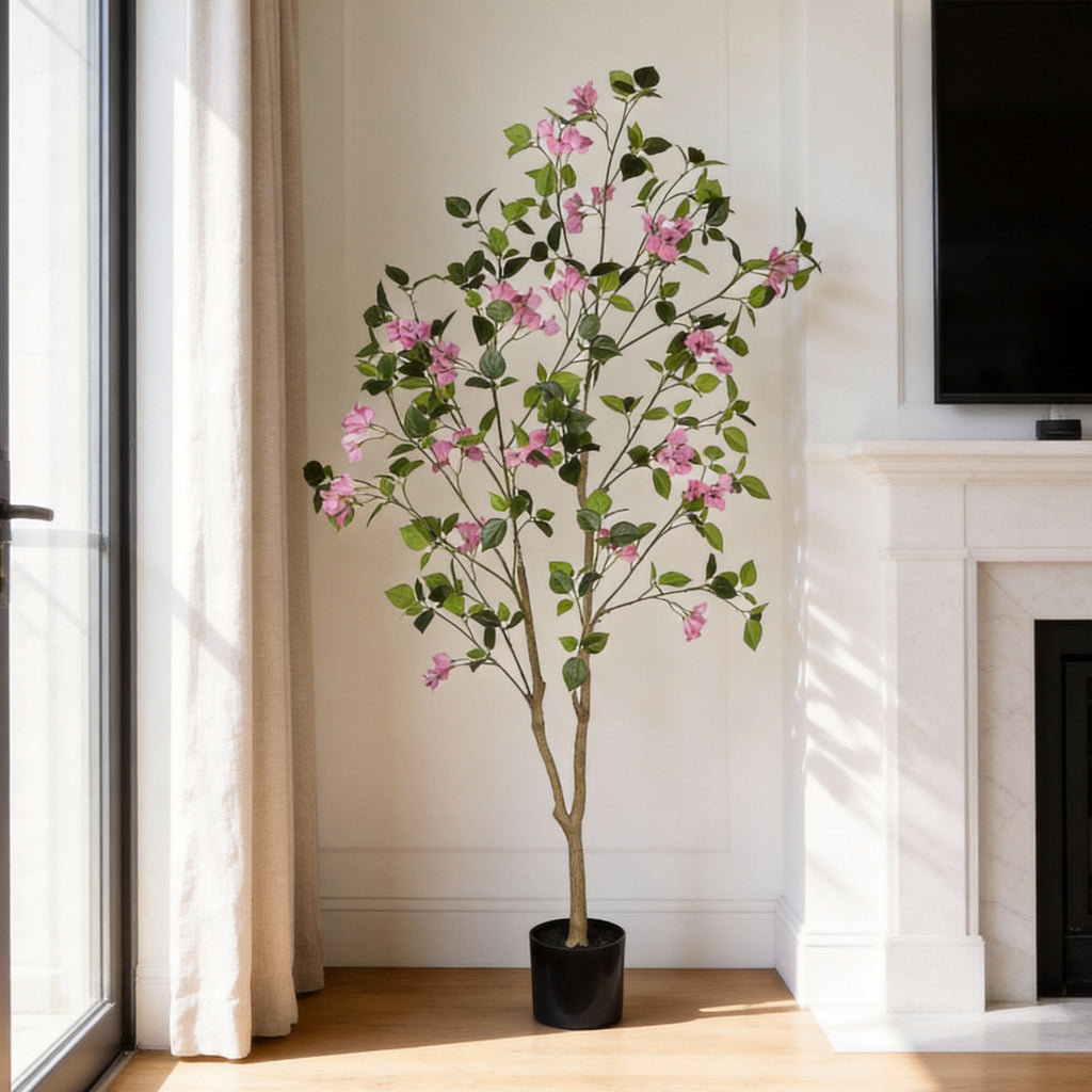 5FT Bougainvillea artificielle Arbre avec pot en plastique noir