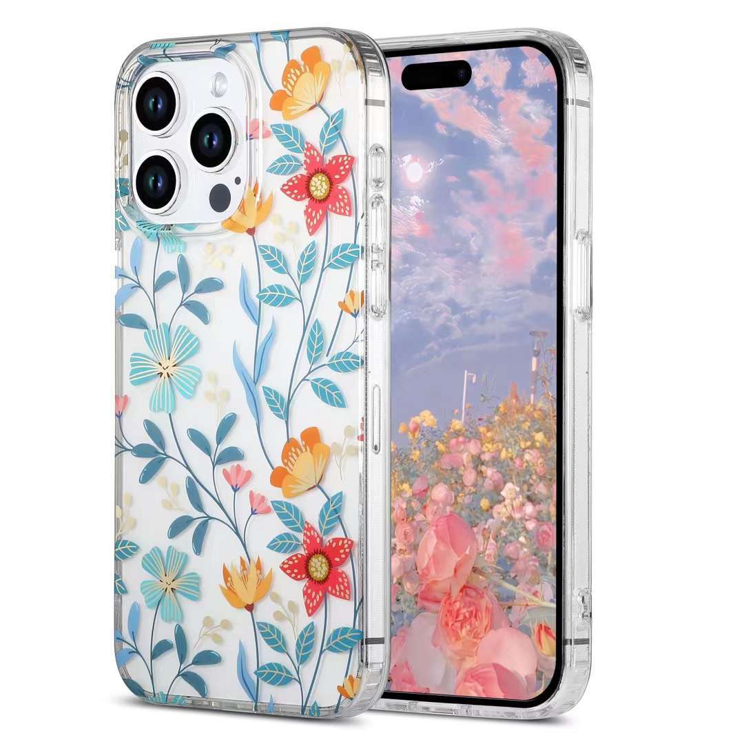 Gold Floral Phone Case with Double-Sided Lamination