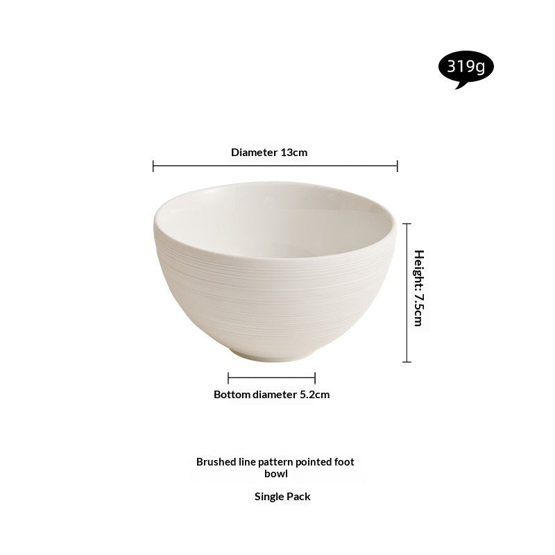 Bol de riz en céramique brossé blanc à haute texture