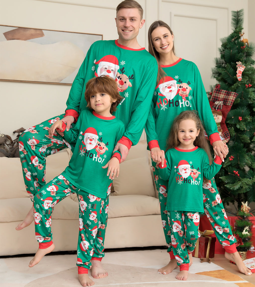 Pyjama de Noël pour la famille Matching Family Christmas PJs Sets Santa Claus Printed Top Sl