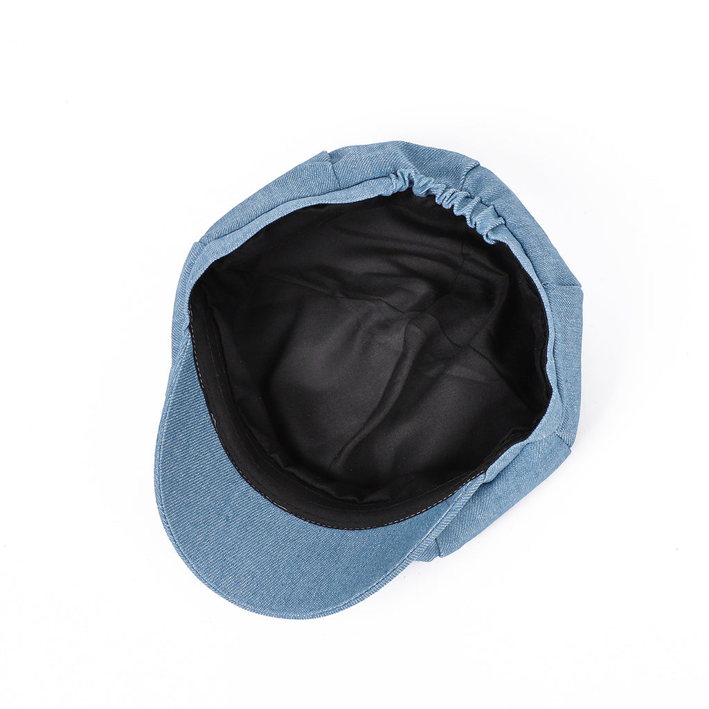 Rétro Lavé à l'eau Octagonal Newsboy Cap avec bride arrière réglable