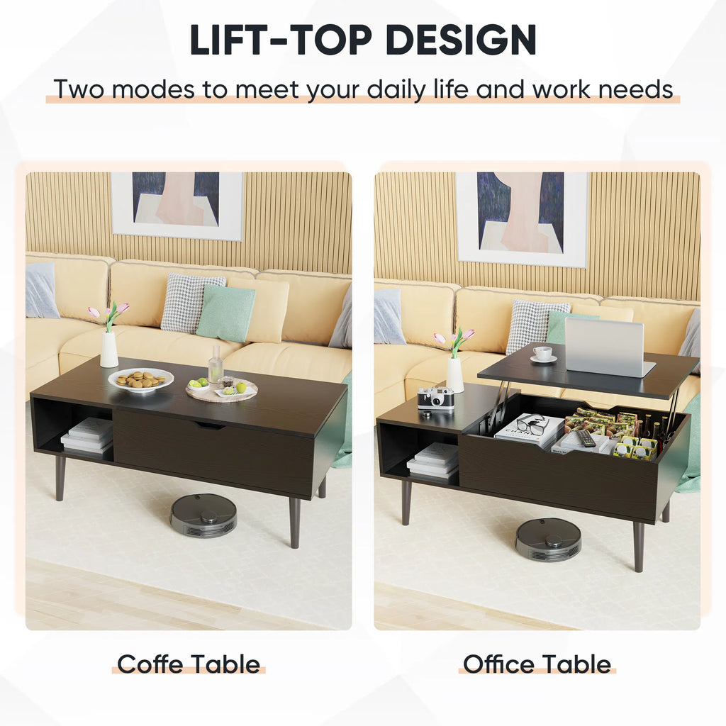 Tables de café pour salon 39.37"x19.7" Tables à manger en bois de thé de bureau réglables