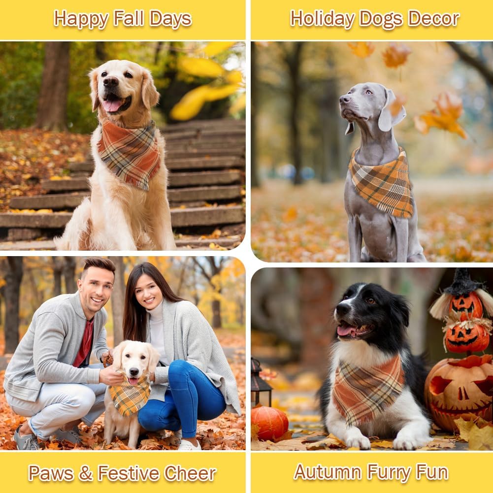 Bandana de chien d'automne Vivant avec des bords de tassels Classic Plaid Triangle Dog Apparel Accessori