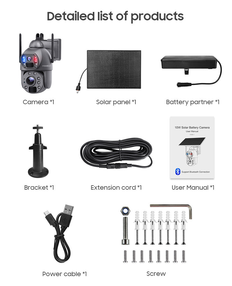 Modèle privé 4G Caméra solaire 6 millions HD