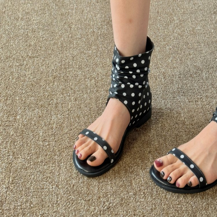 Bottes de sandales de style européen et américain Polka Dot pour femmes