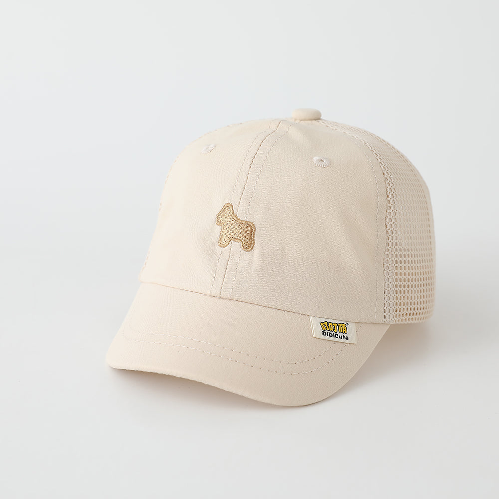 L'été bébé Beige caricature animal brodé Mesh respirant Casquette de baseball est approprié