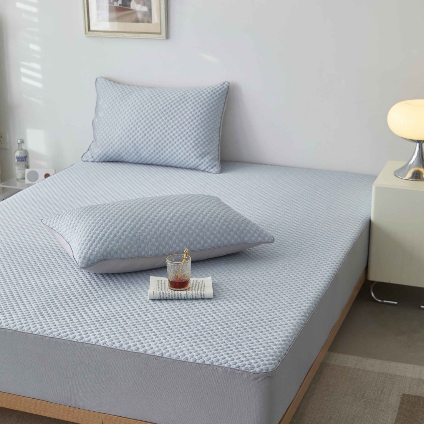 Kit d'oreillers matelas de refroidissement de soie de glace d'été