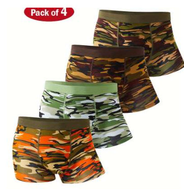 Sous-vêtements pour hommes Camouflage Boxers respirants modaux Boxers imprimés de taille moyenne