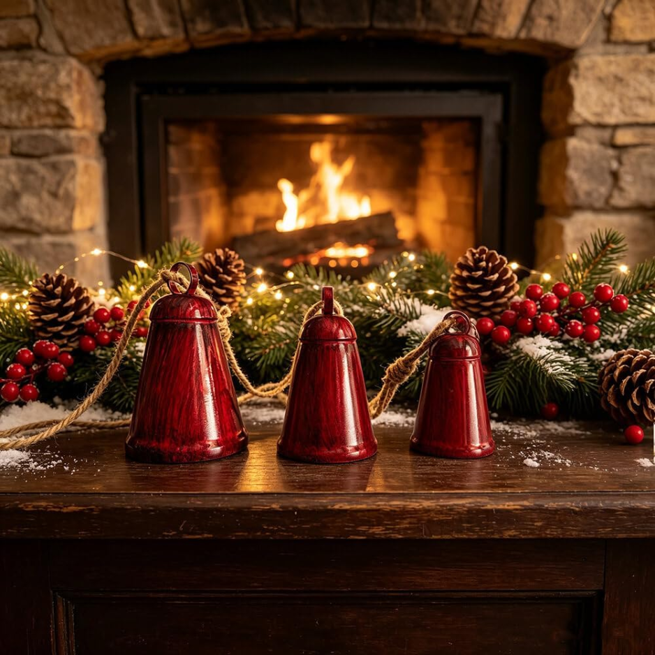 3PCS cloches de Noël rouges