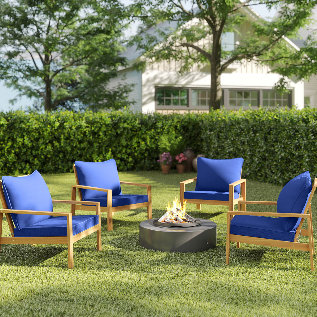 Coussins de chaise Patio ensemble de 4 avec siège et dossier