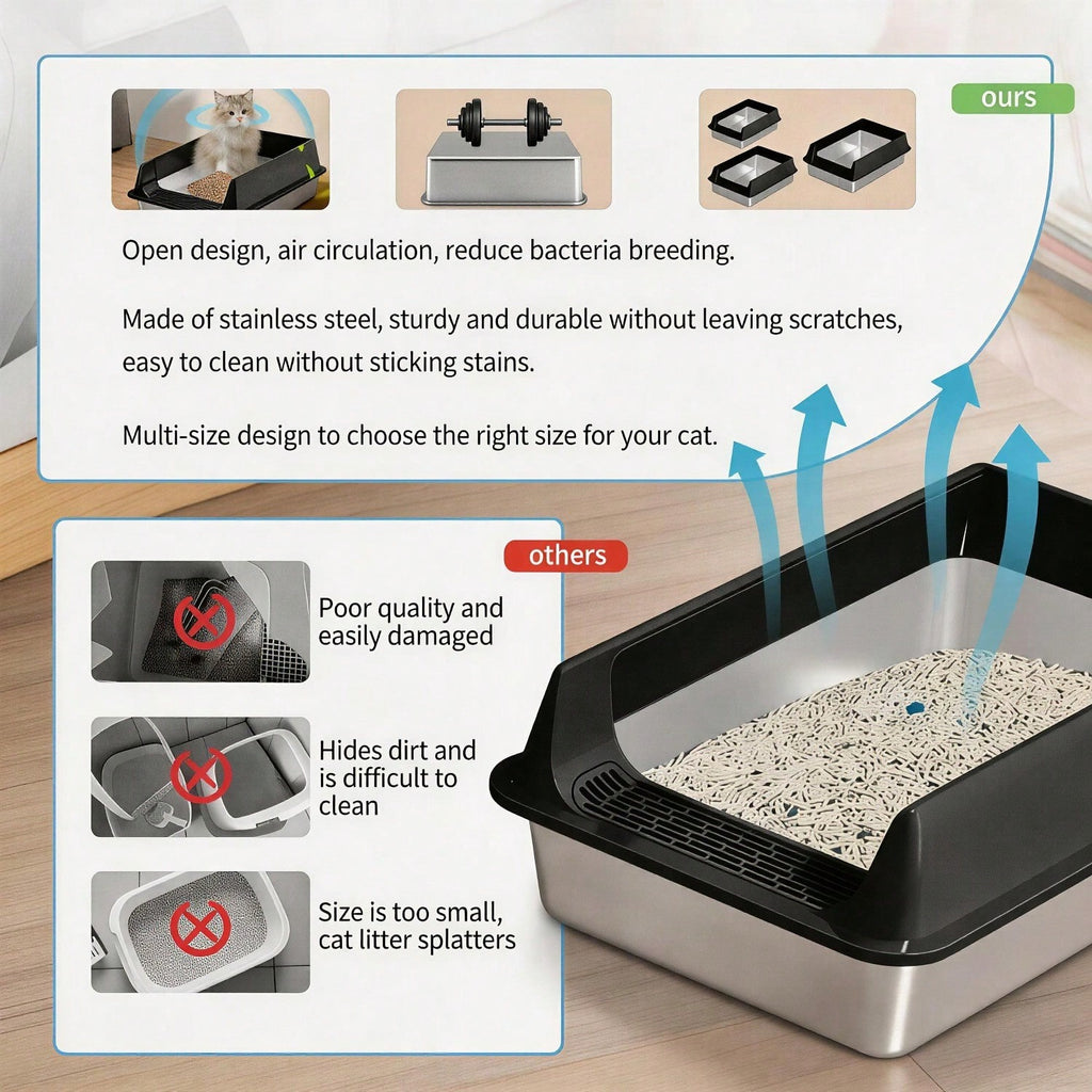 Boîte à litière Cat en acier inoxydable