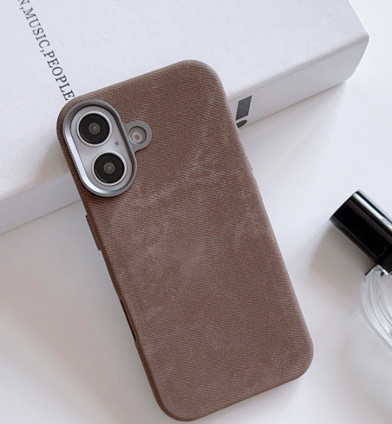 Étui de téléphone en cuir magnétique en flanelle