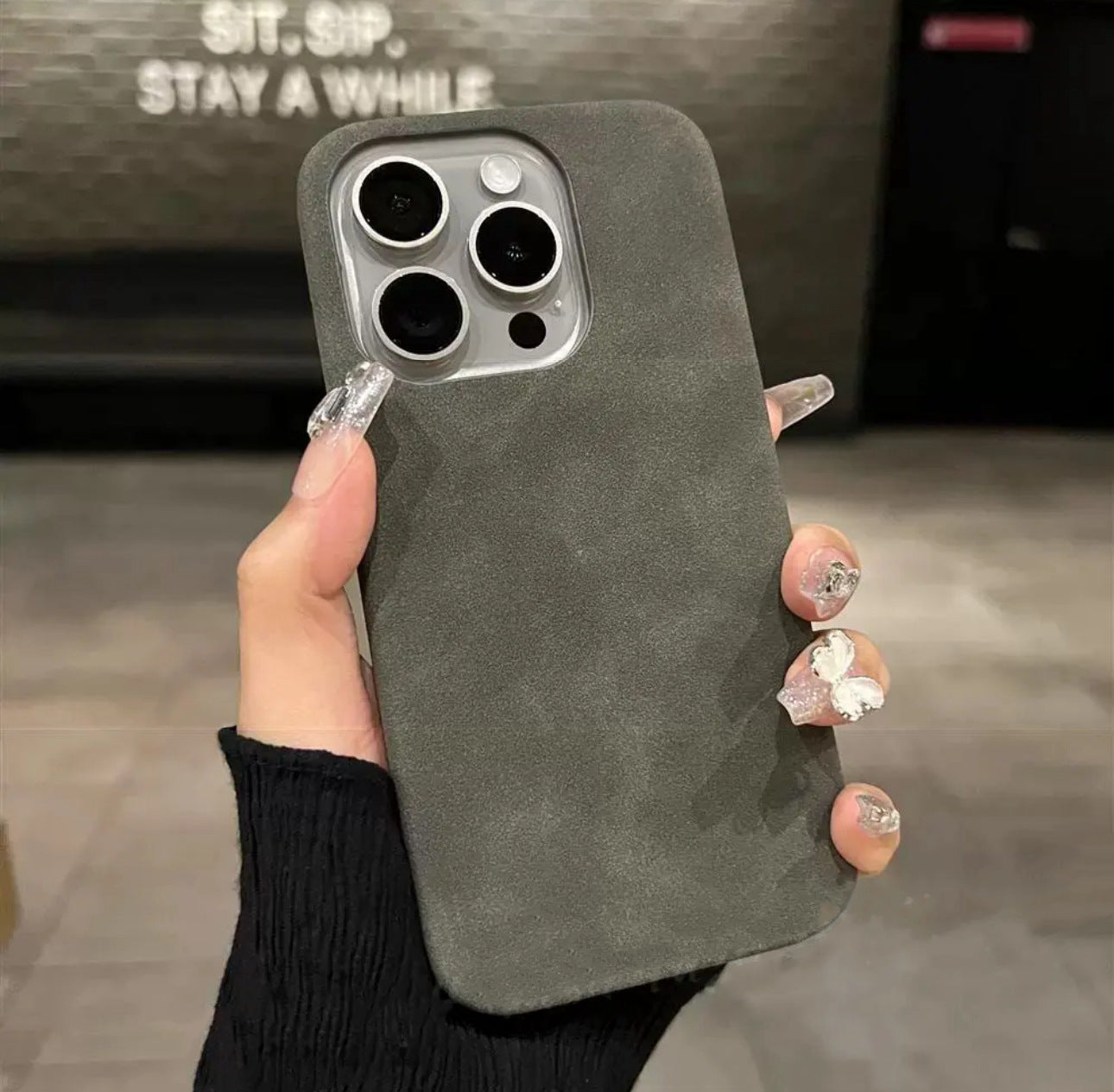 Boîtier de téléphone haute qualité en couleur solide Suede