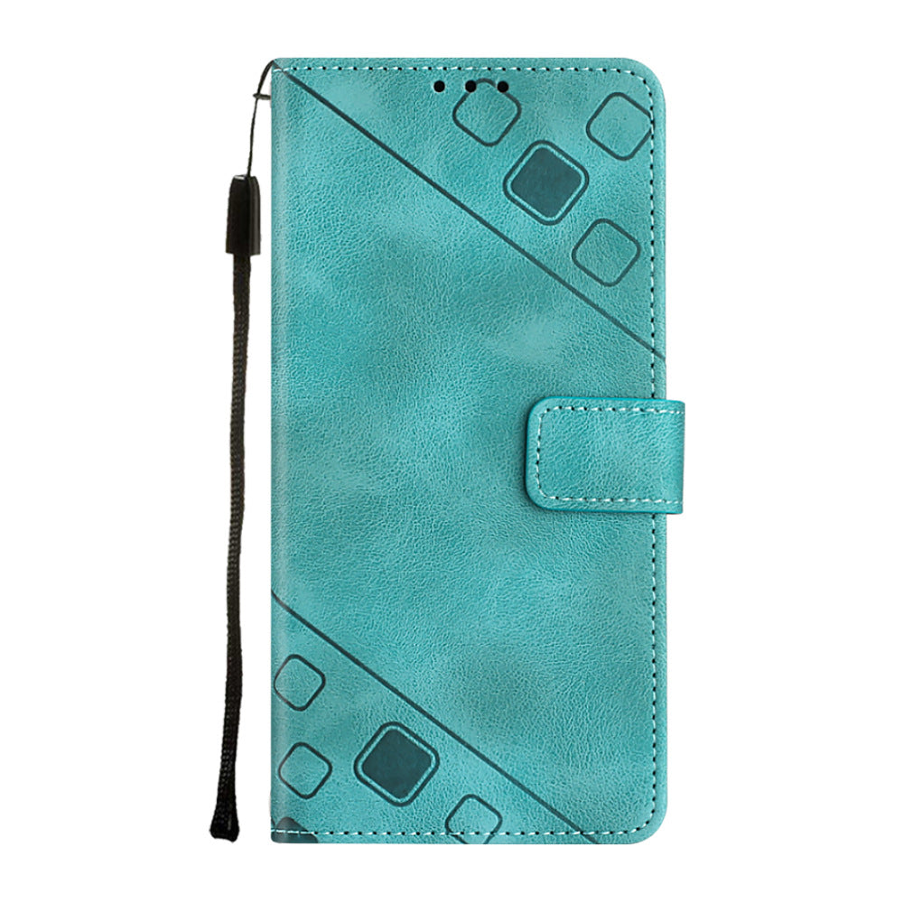Skin-senseling Embossed Mobile Phone Case en cuir Flip Card Argent