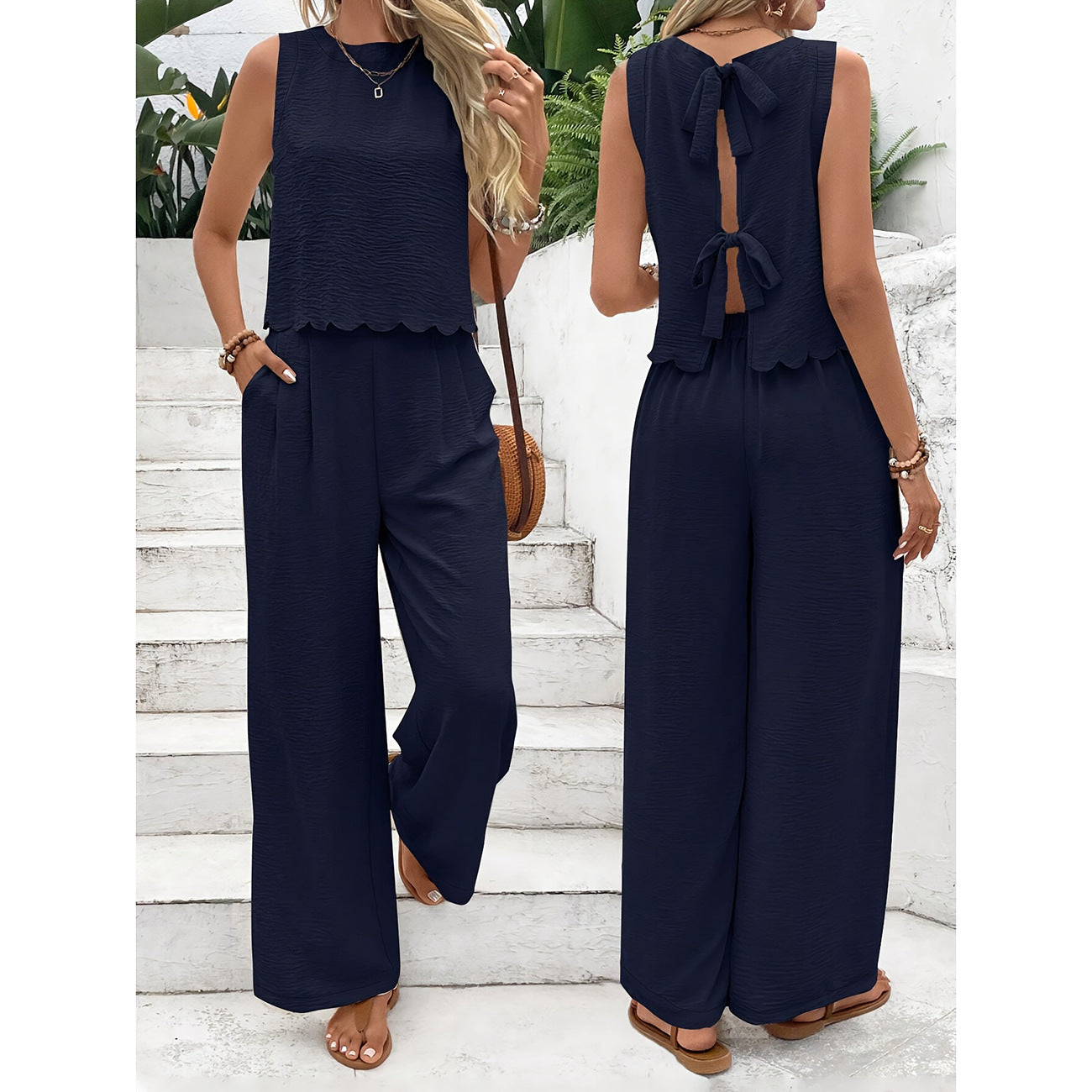 Ensemble de pantalons d'été sans manches et de pantalons occasionnels pour femmes européennes et américaines