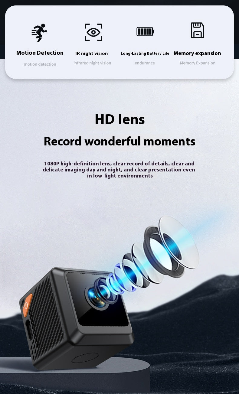 W02 Caméra Haute Définition 1080p Sports de plein air Petite caméra