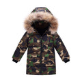 Veste rembourrée et duvet d'enfants Collier de fourrure de camouflage