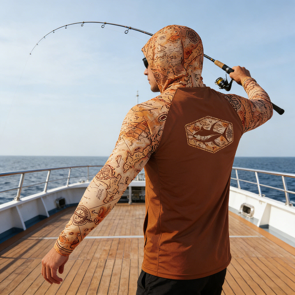 Pêche Hoodie UPF 50 anti UV Sailing Shirt Surf d'été Hommes Long Sleeve Hunting Jersey