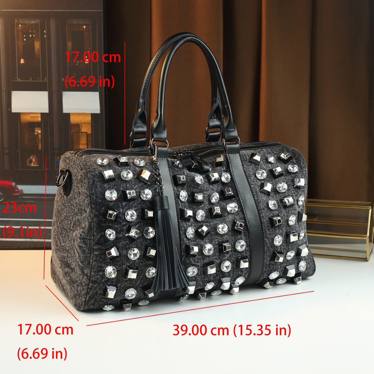 Grand-Capacité Voyage occasionnel Strass Sac à main embelli Sac à dos
