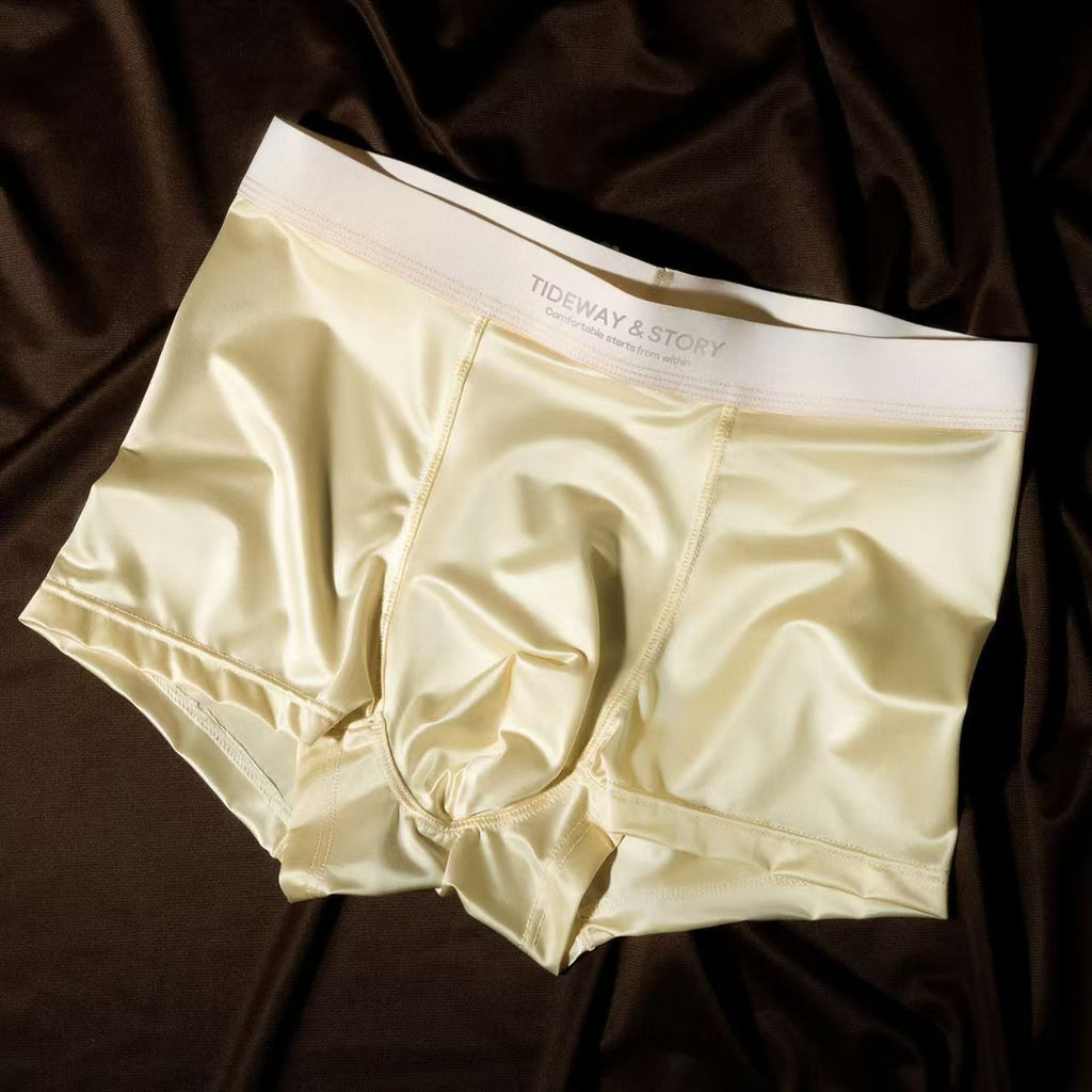 Ice Silk Hommes Sous-vêtements Light Luxury Satin Boxers