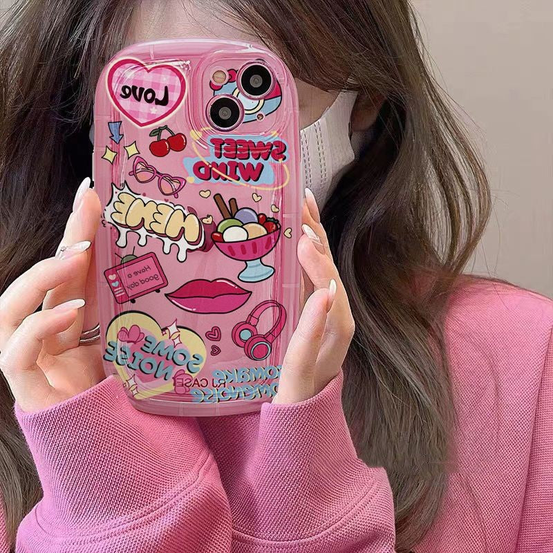 Étui de téléphone tout inclus en silicone doux et cool amour