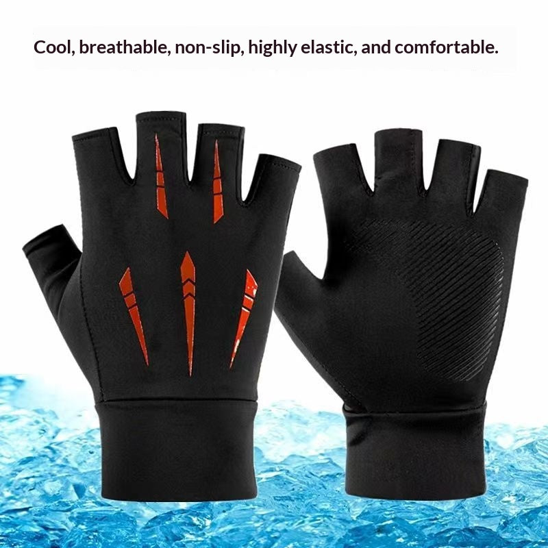 Sports de plein air d'été Gants demi-doigts faits de soie glacée avec une poignée antidérapante