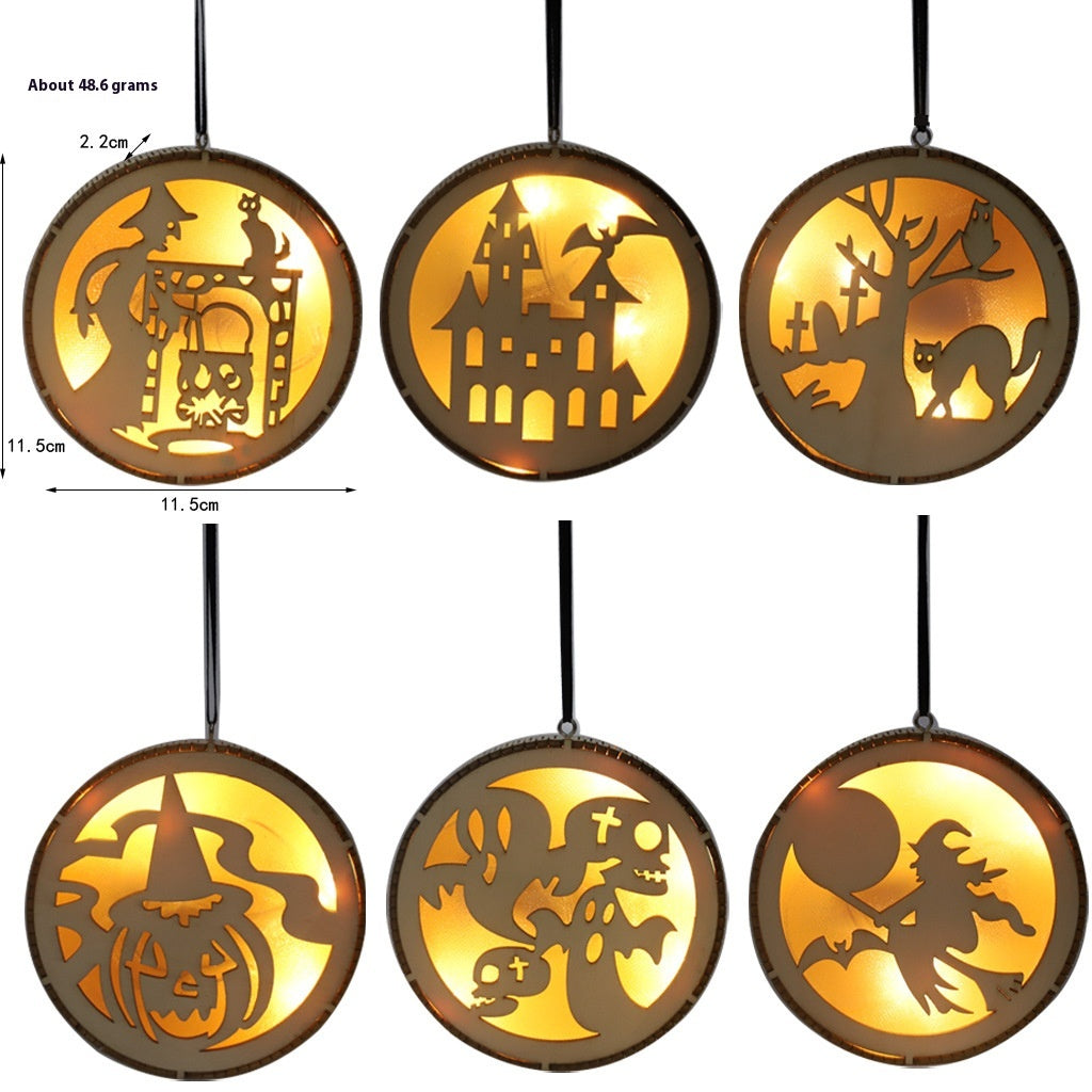 En bois Halloween ronde ordinateur Laser Hollow Witch Wizard citrouille Haunted House Chat noir