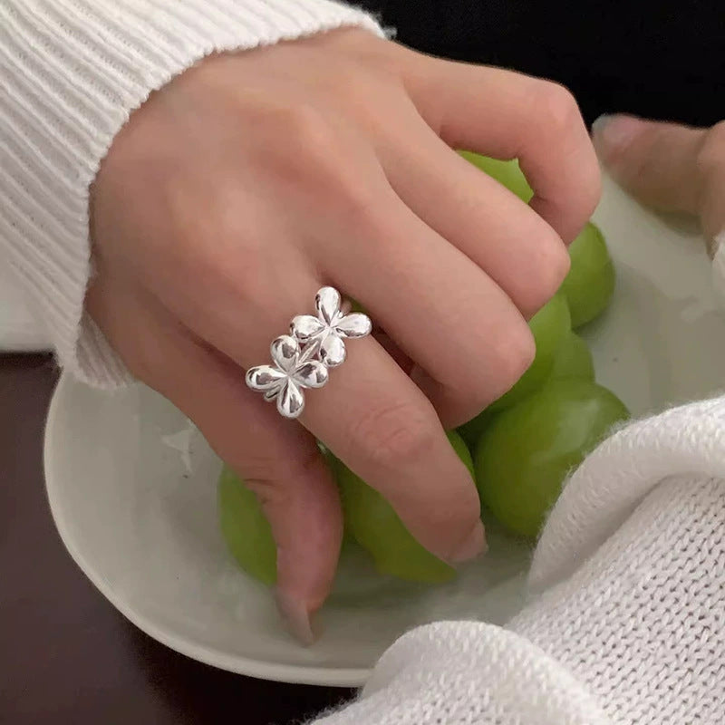 925 Argent Sterling Irrégulier Anneau Géométrique Femme Année Niche Design Sens Mode P