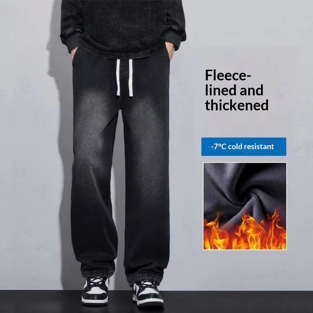 Jeans denim noirs épais pour homme pour l'automne Et l'hiver
