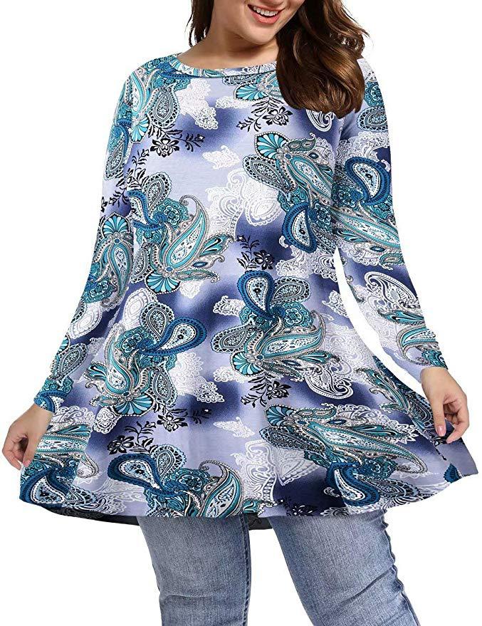 Ceinture longue manches Top Plus-size Relaxed Fit