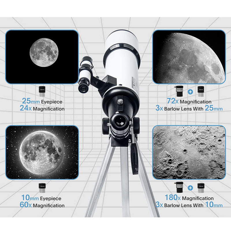 Longueur focale du télescope astronomique métallique avec adaptateur téléphonique