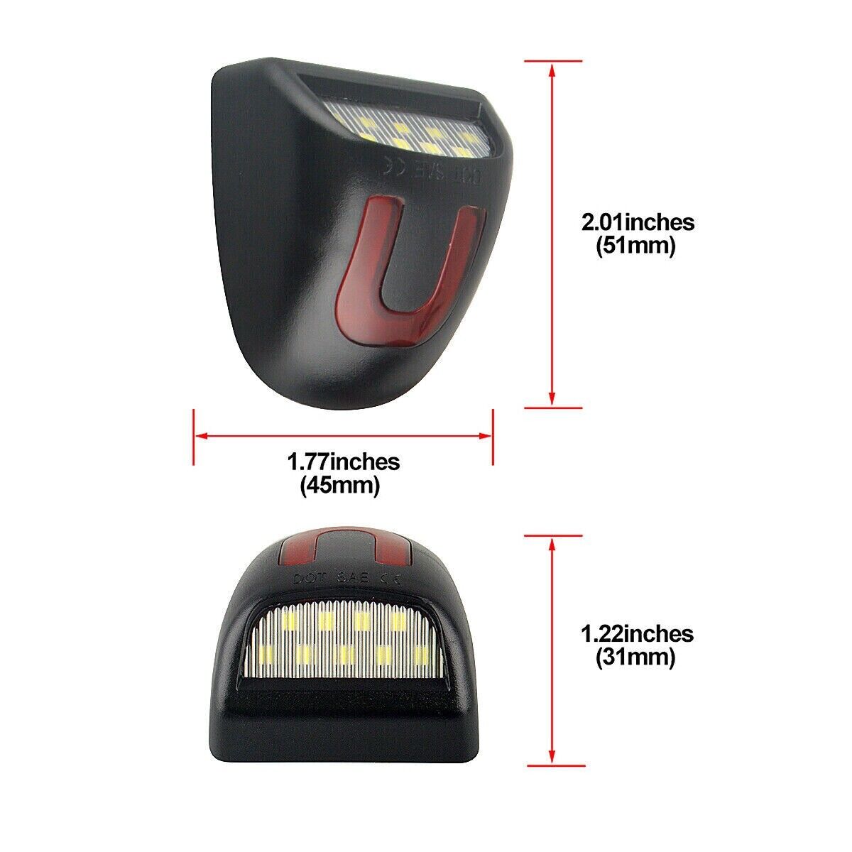 2X LED plaque de licence lumière rouge DRL lampe de tube pour Silverado GMC Sierra 1500 2500