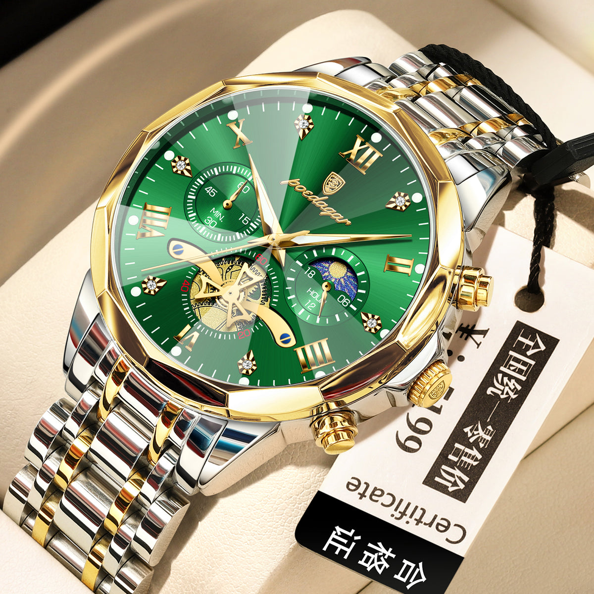 Imperméable Multifonctionnel Trendy Haute-Fin Montre Quartz Homme Lumineux