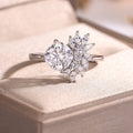 S925 Argent Sterling 7x7mm Coussin Moissanite Anneau 2ct D Couleur VVS1 Starburst Cluster Plat