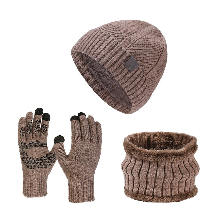 Gants d'écharpe de chapeau homme épais d'hiver Ensemble de trois pièces