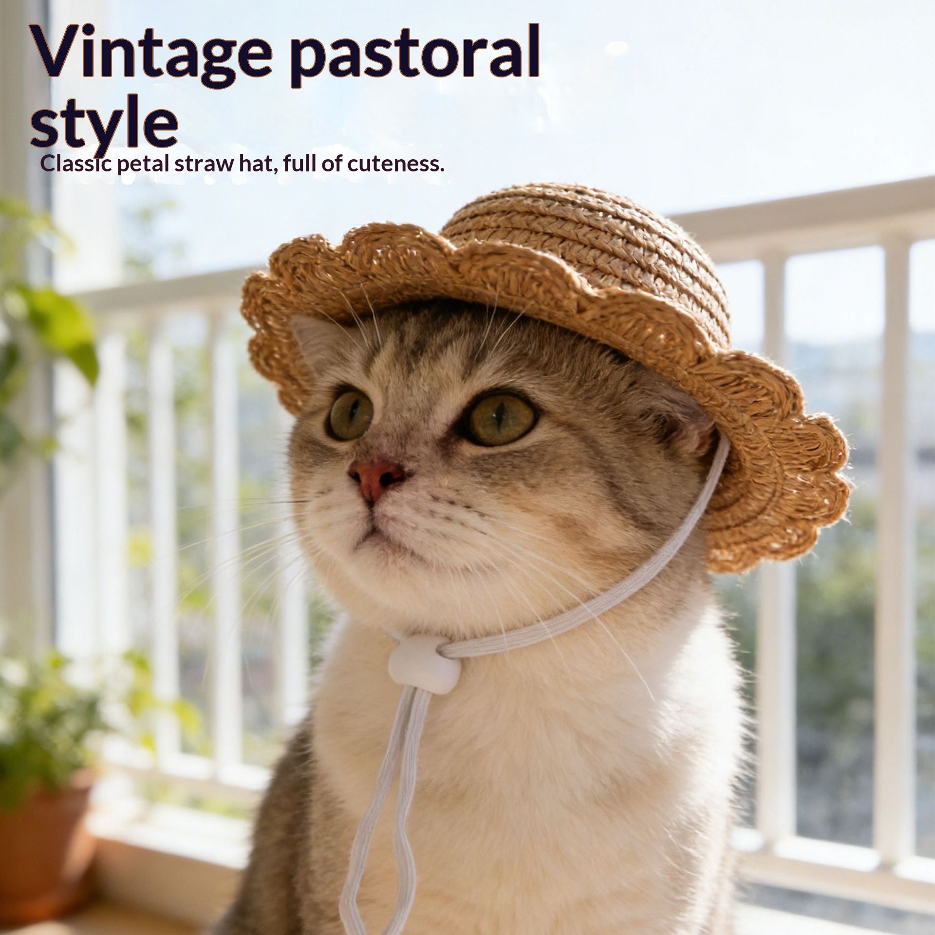 Pet Sunshade Cat Sun Protection Mini Chapeau de paille